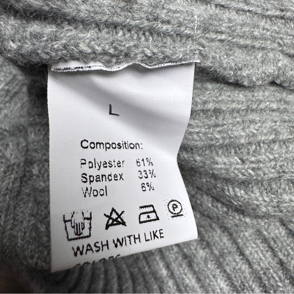 Cozy Gray Off-Shoulder Sweater Dress - Large - Picture 7 of 8